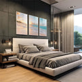 Quadro Decorativo Praia ao Pôr do Sol: Um Encanto Visual - quadros decorativos para sala 1 Tela Vertical, 3 Telas - em living room premium