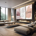 Quadro Decorativo Revelador: Fé e Gratidão Visual - quadros decorativos para sala 1 Tela Vertical, 3 Telas - em quarto contemporaneo