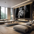 Quadro Decorativo Majestic Pride - Leões em Preto e Branco - quadros decorativos 1 Tela Vertical, 3 Telas - em escritorio elegante
