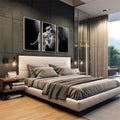Quadro Decorativo Majestic Pride - Leões em Preto e Branco - quadros decorativos para sala 1 Tela Vertical, 3 Telas - em living room premium