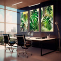 Quadro Decorativo Vida Tropical: Uma Jornada Vibrante - quadros decorativos 1 Tela Vertical, 3 Telas - em sala moderna