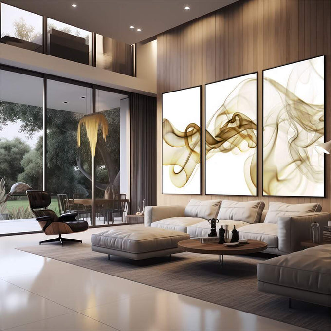 Quadro Decorativo Fascínio: Pureza Abstrata Mágica - quadros decorativos para sala 1 Tela Vertical, 3 Telas - em quarto contemporaneo