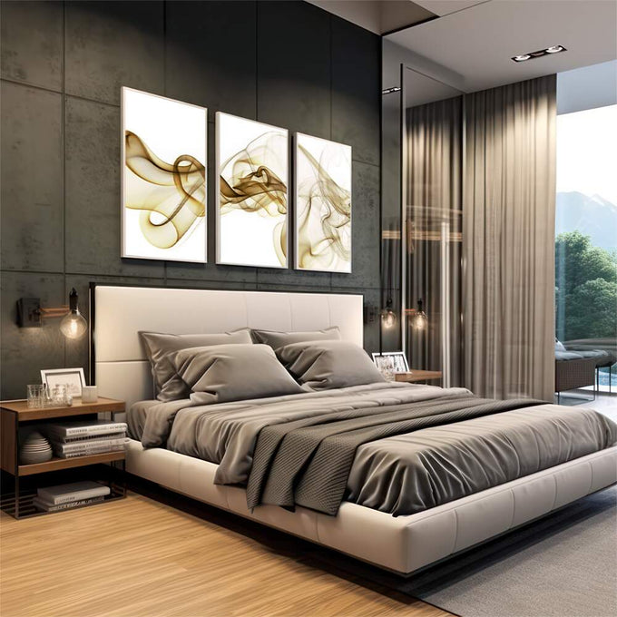 Quadro Decorativo Fascínio: Pureza Abstrata Mágica - quadros decorativos para sala 1 Tela Vertical, 3 Telas - em living room premium