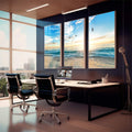 Quadro Decorativo Acalmante Pôr do Sol e Gaivotas - quadros decorativos 1 Tela Vertical, 3 Telas - em sala moderna