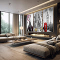 Quadro Decorativo: Ícones Mundiais com Toque Especial - quadros decorativos para sala 1 Tela Vertical, 3 Telas - em quarto contemporaneo