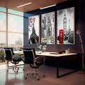 Quadro Decorativo: Ícones Mundiais com Toque Especial - quadros decorativos para sala 1 Tela Vertical, 3 Telas - em living room premium