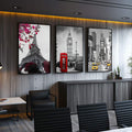 Quadro Decorativo: Ícones Mundiais com Toque Especial - quadros decorativos para sala 1 Tela Vertical, 3 Telas - em ambiente decorado