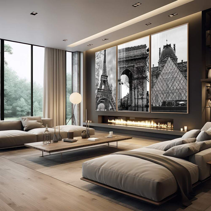 Quadro Decorativo Paris Encantador: Beleza Atemporal - quadros decorativos para sala 1 Tela Vertical, 3 Telas - em quarto contemporaneo