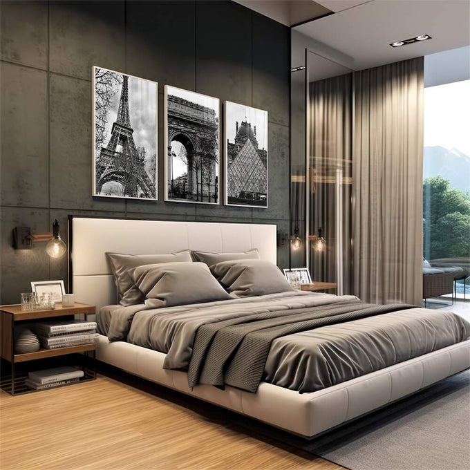 Quadro Decorativo Paris Encantador: Beleza Atemporal - quadros decorativos 1 Tela Vertical, 3 Telas - em escritorio elegante