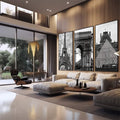 Quadro Decorativo Paris Encantador: Beleza Atemporal - quadros decorativos 1 Tela Vertical, 3 Telas - em sala moderna