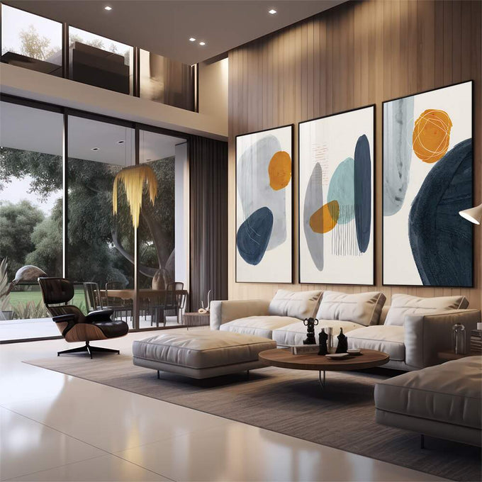 Quadro Decorativo: Paisagem Encantadora em Cores Vibrantes - quadros decorativos para sala 1 Tela Vertical, 3 Telas - em quarto contemporaneo