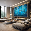 Quadro Decorativo Desperte Aventureiro: o Mundo em Azul - quadros decorativos 1 Tela Vertical, 3 Telas - em escritorio elegante
