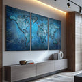 Quadro Decorativo Desperte Aventureiro: o Mundo em Azul - quadros decorativos para sala 1 Tela Vertical, 3 Telas - em ambiente decorado