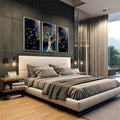 Quadro Decorativo Árvore Dourada: Inspiração e Harmonia - quadros decorativos para sala 1 Tela Vertical, 3 Telas - em living room premium
