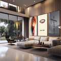 Quadro Decorativo Leão, Cruz, Coroa: Símbolos de Fé e Poder - quadros decorativos para sala 1 Tela Vertical, 3 Telas - em quarto contemporaneo