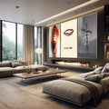 Quadro Decorativo Leão, Cruz, Coroa: Símbolos de Fé e Poder - quadros decorativos 1 Tela Vertical, 3 Telas - em escritorio elegante