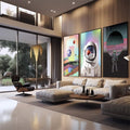 Quadro Decorativo Exploração Cósmica: Toque as Estrelas - quadros decorativos para sala 1 Tela Vertical, 3 Telas - em quarto contemporaneo