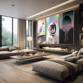 Quadro Decorativo Exploração Cósmica: Toque as Estrelas - quadros decorativos 1 Tela Vertical, 3 Telas - em escritorio elegante