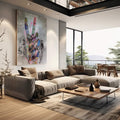 Quadro Decorativo Expressão Urbana: Skate e Graffiti Vibrante - quadros decorativos para sala 1 Tela Vertical, 3 Telas - em living room premium