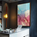 Quadro Decorativo Abstrato Colors: Toque de Magia - quadros decorativos para sala 1 Tela Vertical, 3 Telas - em ambiente decorado