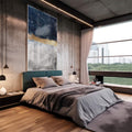 Quadro Decorativo Abstração em Azul e Dourado: Sua Casa com Alma - quadros decorativos 1 Tela Vertical, 3 Telas - em escritorio elegante