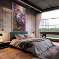 Quadro Decorativo Gorila Neon: Natureza e Arte Urbana - quadros decorativos para sala 1 Tela Horizontal, 1 Tela Vertical - em quarto contemporaneo