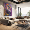 Quadro Decorativo Gorila Neon: Natureza e Arte Urbana - quadros decorativos 1 Tela Horizontal, 1 Tela Vertical - em escritorio elegante