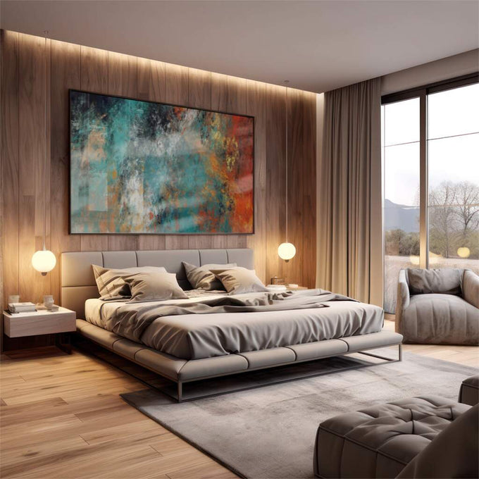 Quadro Decorativo Harmonia das Cores: Inspire-se! - quadros decorativos 1 Tela, 1 Tela Horizontal - em escritorio elegante
