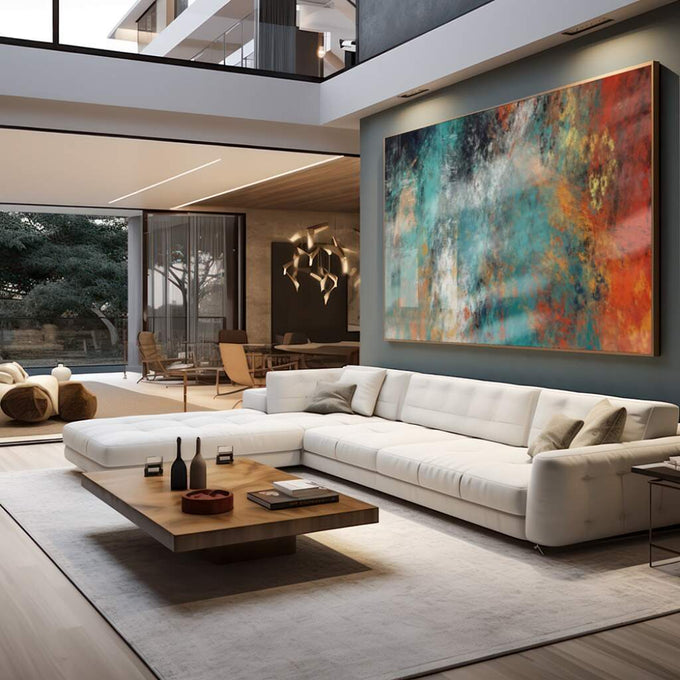 Quadro Decorativo Harmonia das Cores: Inspire-se! - quadros decorativos para sala 1 Tela, 1 Tela Horizontal - em living room premium