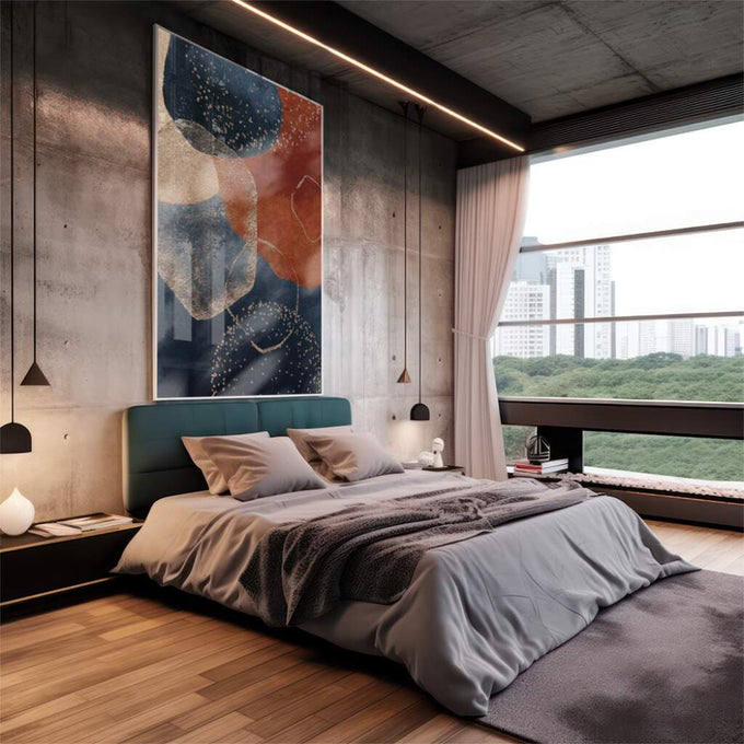 Quadro Decorativo: Explosão de Cores que Inspira - quadros decorativos 1 Tela Vertical, 3 Telas - em escritorio elegante
