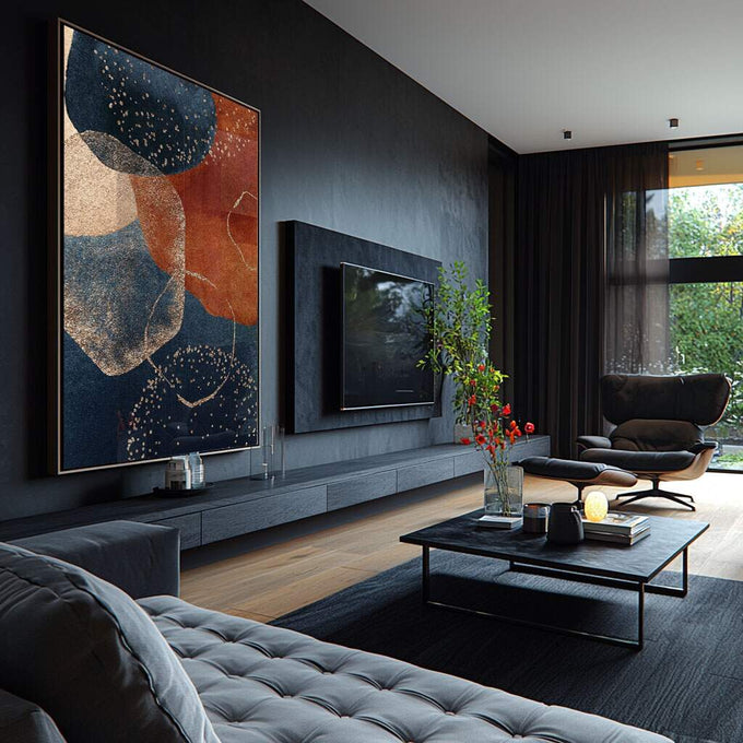 Quadro Decorativo: Explosão de Cores que Inspira - quadros decorativos para sala 1 Tela Vertical, 3 Telas - em ambiente decorado