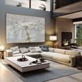 Quadro Decorativo: Árvore Branca & Dourada - Exclusividade - quadros decorativos 1 Tela, 1 Tela Horizontal - em escritorio elegante