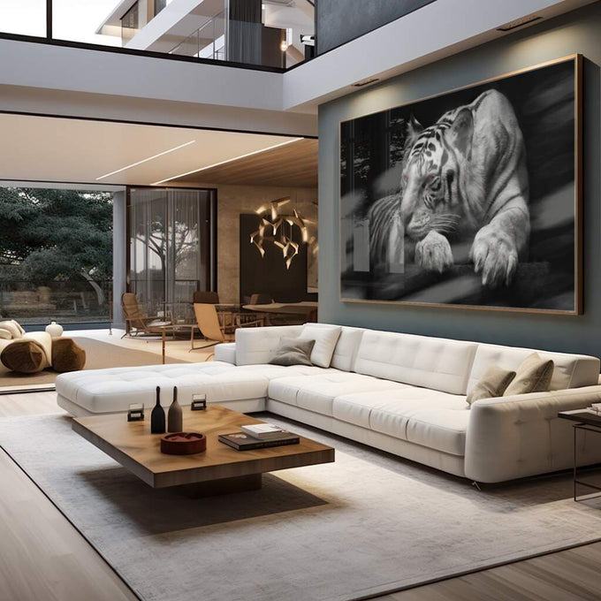 Quadro Decorativo Olhar Selvagem: Essência de Força e Nobreza - quadros decorativos para sala 1 Tela, 1 Tela Horizontal - em living room premium
