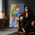 Quadro Decorativo: Dia Chuvoso Colorido - Uma Explosão de Alegria - quadros decorativos para sala 1 Tela Vertical, 3 Telas - em quarto contemporaneo