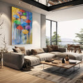 Quadro Decorativo: Dia Chuvoso Colorido - Uma Explosão de Alegria - quadros decorativos para sala 1 Tela Vertical, 3 Telas - em living room premium