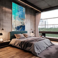 Quadro Decorativo Fascinante Abstração em Azul - quadros decorativos 1 Tela Vertical, 3 Telas - em escritorio elegante