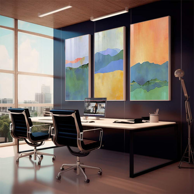 Quadro Decorativo Majestosas Montanhas - Inspire-se na Natureza - quadros decorativos 1 Tela Vertical, 3 Telas - em sala moderna