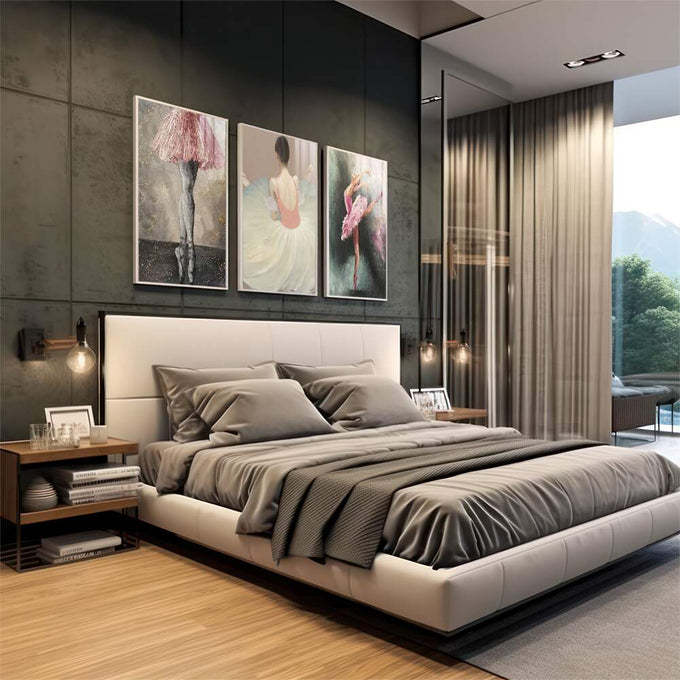 Quadro Decorativo Serenidade do Ballet - Toque de Paz - quadros decorativos para sala 1 Tela Vertical, 3 Telas - em living room premium