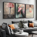 Quadro Decorativo Serenidade do Ballet - Toque de Paz - quadros decorativos para sala 1 Tela Vertical, 3 Telas - em ambiente decorado