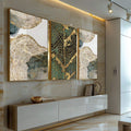 Quadro Decorativo Galeria de Ouro - Transforme Seu Espaço - quadros decorativos para sala 1 Tela Vertical, 3 Telas - em ambiente decorado