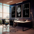 Quadro Decorativo: Leões Majestosos - Inspiração e Força - quadros decorativos 1 Tela Vertical, 3 Telas - em sala moderna