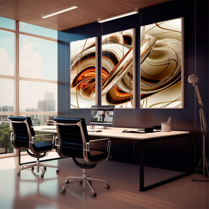 Quadro Decorativo Encanto Celestial: Estrelas que Falam - quadros decorativos 1 Tela Vertical, 3 Telas - em sala moderna