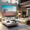 Quadro Decorativo Inspiração Oceânica: Torre e Surfista - quadros decorativos 1 Tela, 1 Tela Horizontal - em escritorio elegante