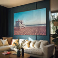Quadro Decorativo Inspiração Oceânica: Torre e Surfista - quadros decorativos para sala 1 Tela, 1 Tela Horizontal - em ambiente decorado