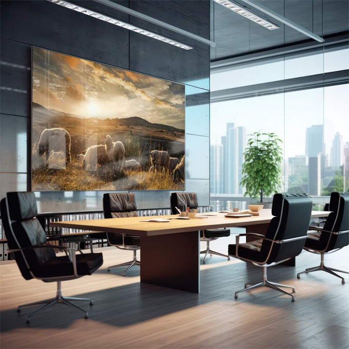 Quadro Decorativo Serenidade Pastoral - Beleza Natural Única - quadros decorativos 1 Tela, 1 Tela Horizontal - em escritorio elegante