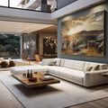 Quadro Decorativo Serenidade Pastoral - Beleza Natural Única - quadros decorativos 1 Tela, 1 Tela Horizontal - em sala moderna