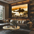 Quadro Decorativo Crepúsculo Inspirador no Rio de Janeiro - quadros decorativos para sala 1 Tela, 1 Tela Horizontal - em ambiente decorado
