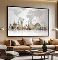 Quadro Decorativo Mapa de Maravilhas: Exploração Única - quadros decorativos para sala 1 Tela, 1 Tela Horizontal - em ambiente decorado