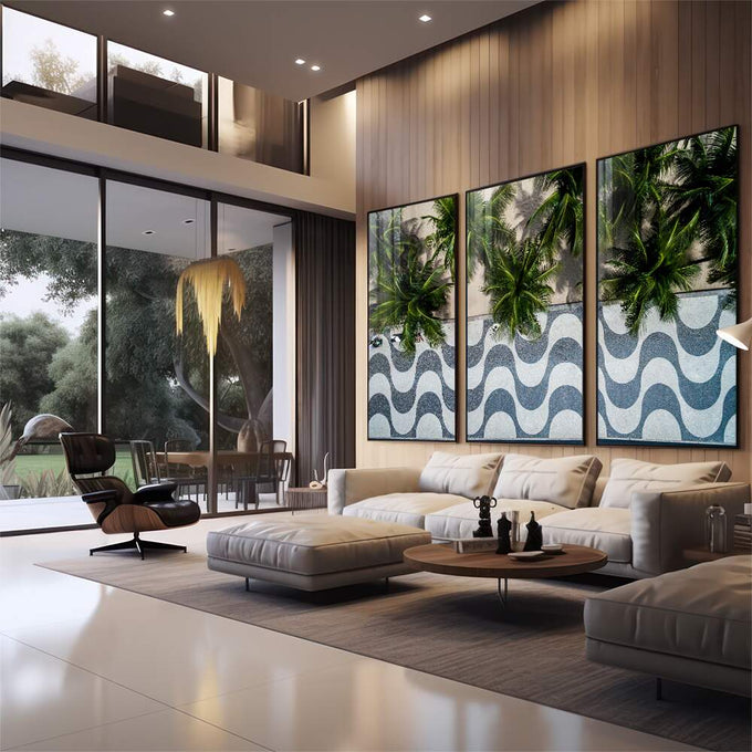 Quadro Decorativo: Exuberância Tropical Inigualável - quadros decorativos para sala 1 Tela Vertical, 3 Telas - em quarto contemporaneo