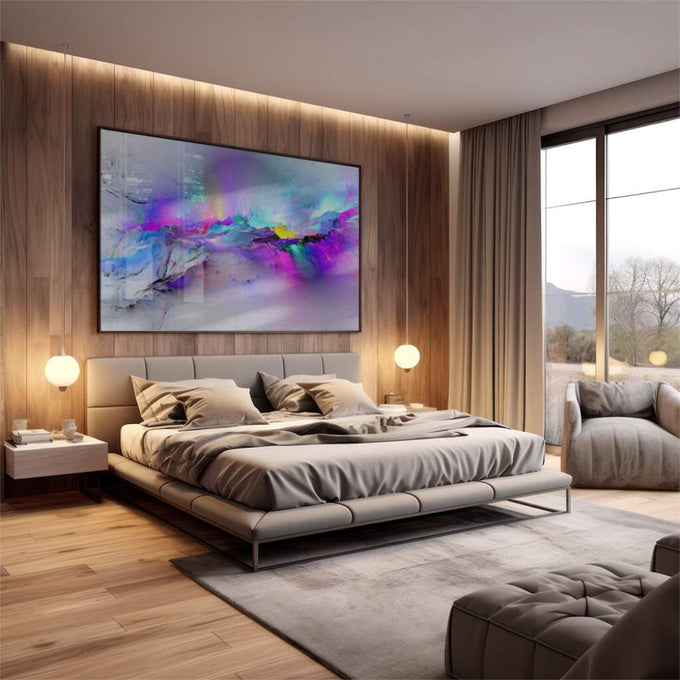 Quadro Decorativo: Jornada Cósmica Encantadora - quadros decorativos 1 Tela, 1 Tela Horizontal - em escritorio elegante